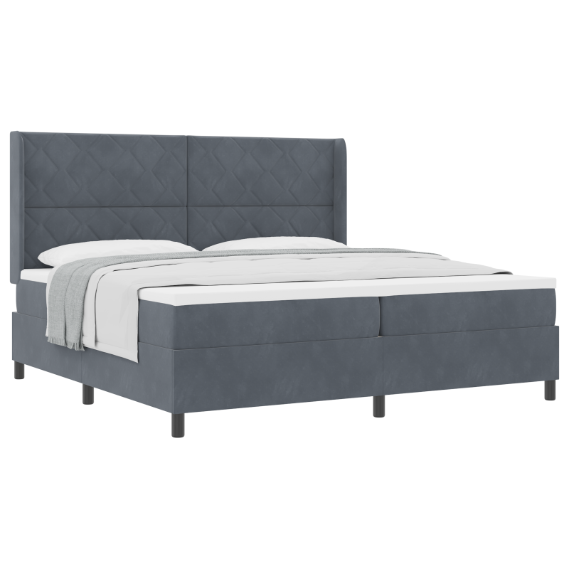 Boxspringbett mit Matratze Dunkelgrau 200x200 cm Samt
