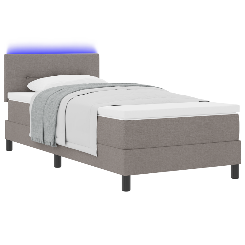 Box Spring Bett mit Matratze & LED Taupe 80x200 cm Stoff