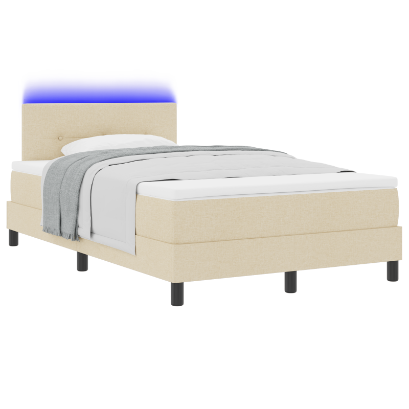 Boxspringbett mit Matratze & LED Creme 120x200 cm Stoff