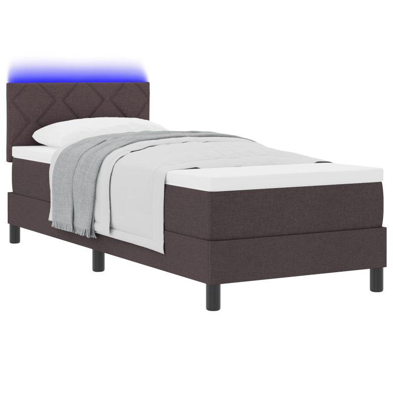 Boxspringbett mit Matratze & LED Dunkelbraun 80x200 cm Stoff