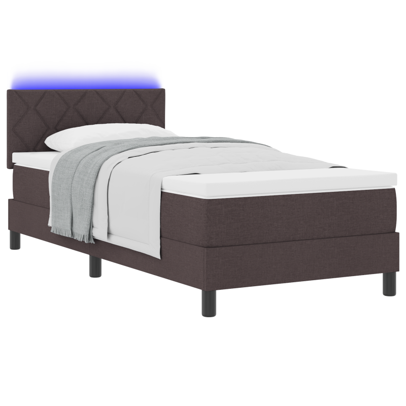 Boxspringbett mit Matratze & LED Dunkelbraun 100x200 cm Stoff