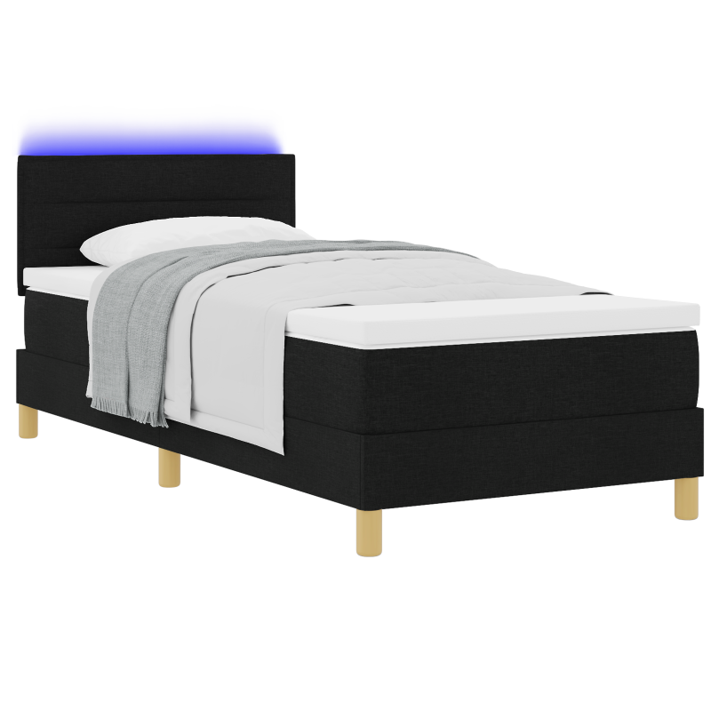 Boxspringbett mit Matratze & LED Schwarz 80x200 cm Stoff