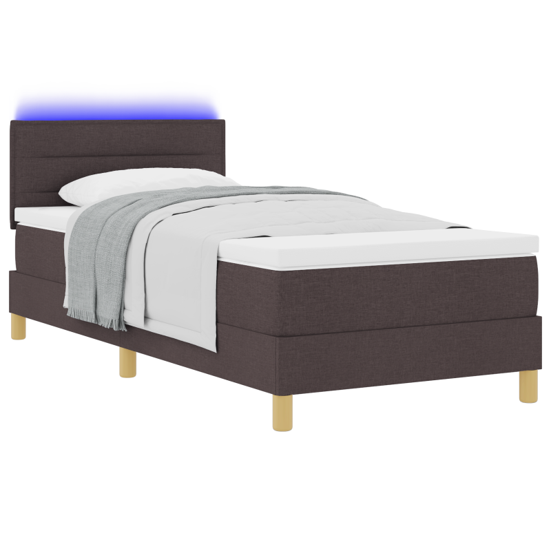 Boxspringbett mit Matratze & LED Dunkelbraun 90x200 cm Stoff