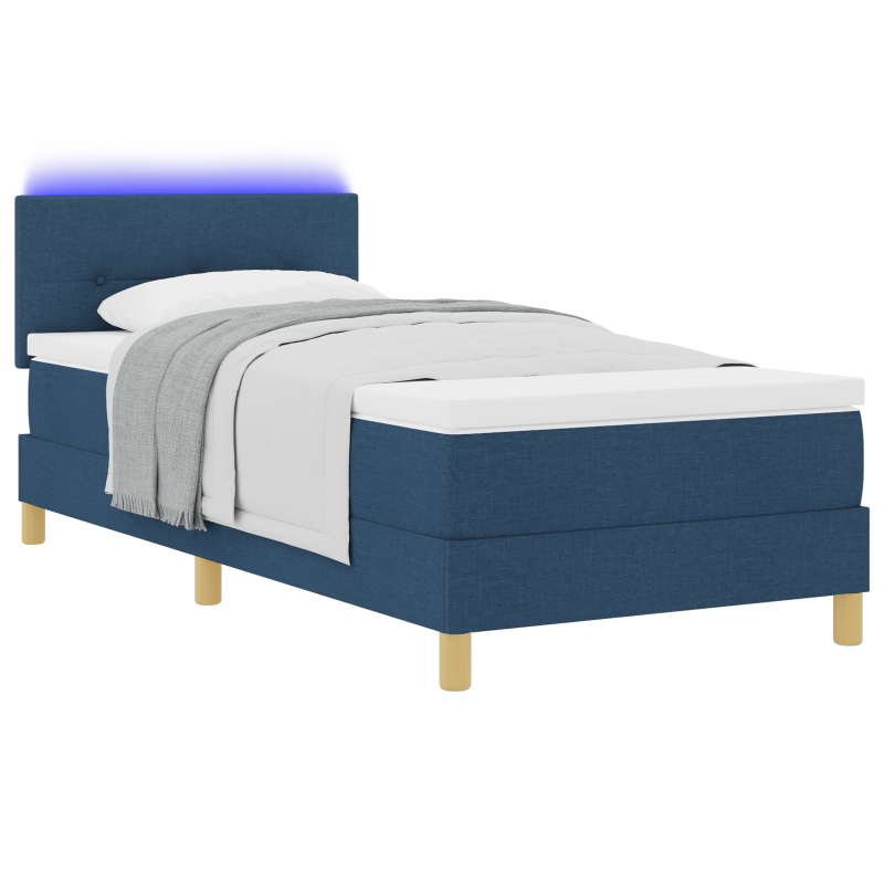 Boxspringbett mit Matratze & LED Blau 80x200 cm Stoff