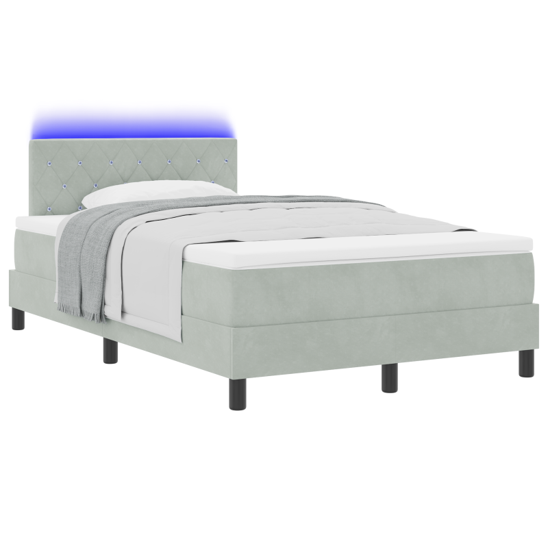 Boxspringbett mit Matratze & LED Licht Grau 120x190 cm Samt