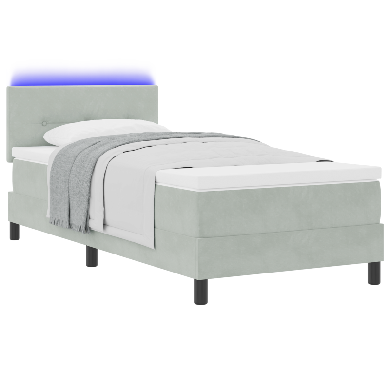 Boxspringbett mit Matratze & LED Licht Grau 90x200 cm Velvet