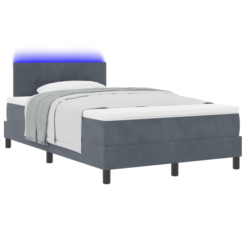 Boxspringbett mit Matratze & LED Dunkelgrau 120x190 cm Samt