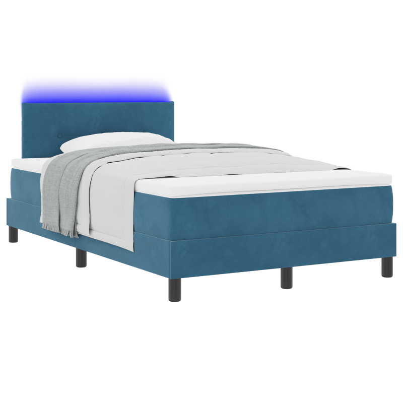 Boxspringbett mit Matratze & LED Dunkelblau 120 x 190 cm Samt