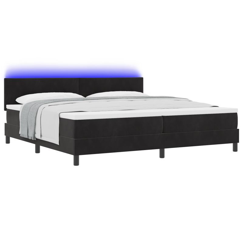 Boxspringbett mit Matratze & LED Schwarz 200x200 cm Samt