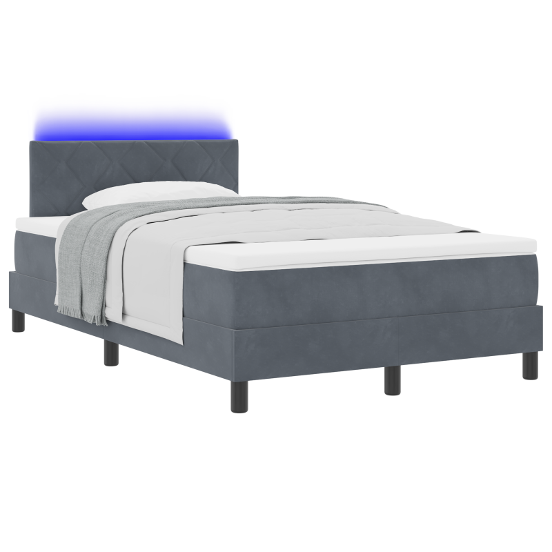 Boxspringbett mit Matratze & LED Dunkelgrau 120x190 cm Samt