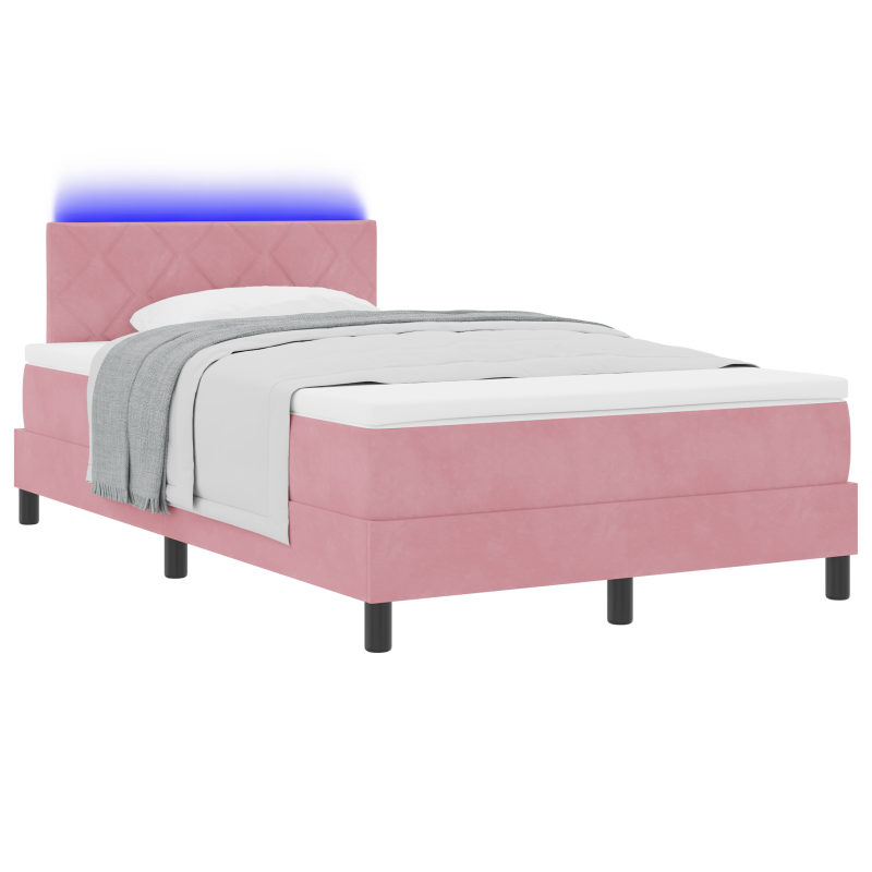 Boxspringbett mit Matratze & LED Rosa 120x190 cm Samt