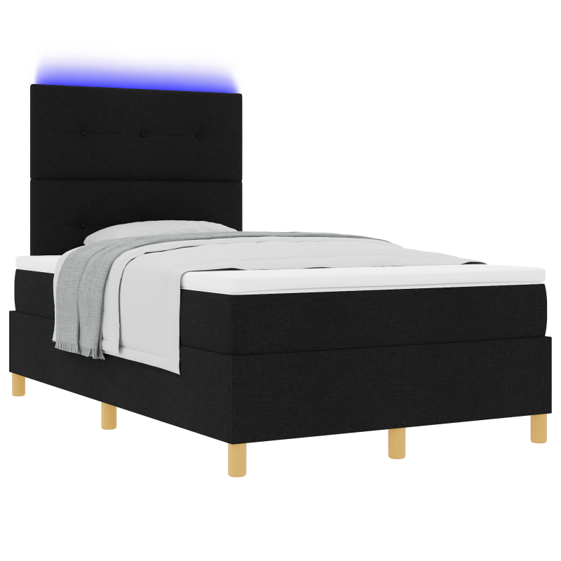 Boxspringbett mit Matratze & LED Schwarz 120x190 cm Stoff