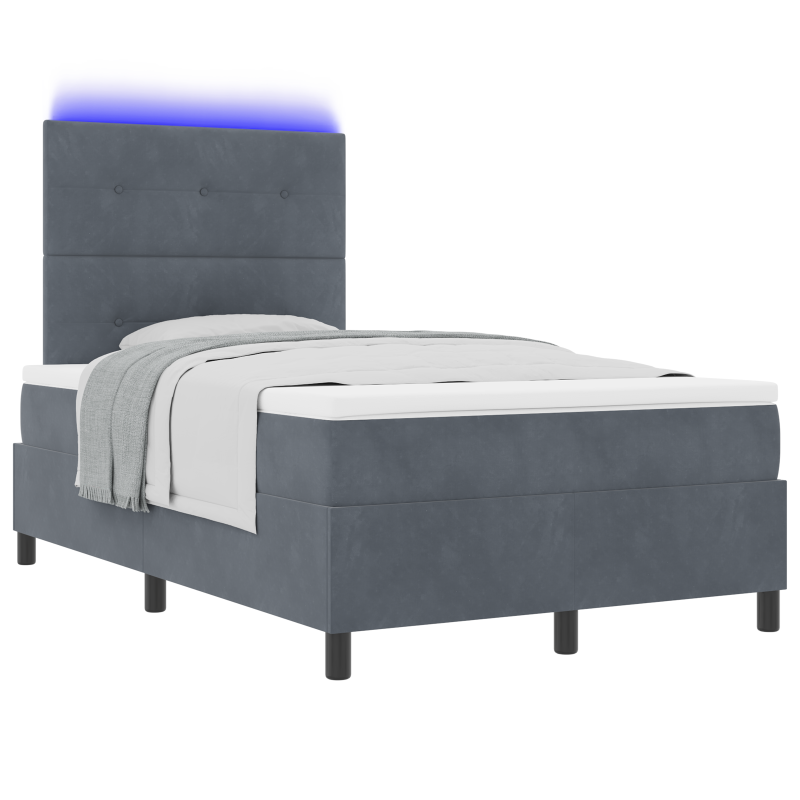 Boxspringbett mit Matratze & LED Dunkelgrau 120x190 cm Samt