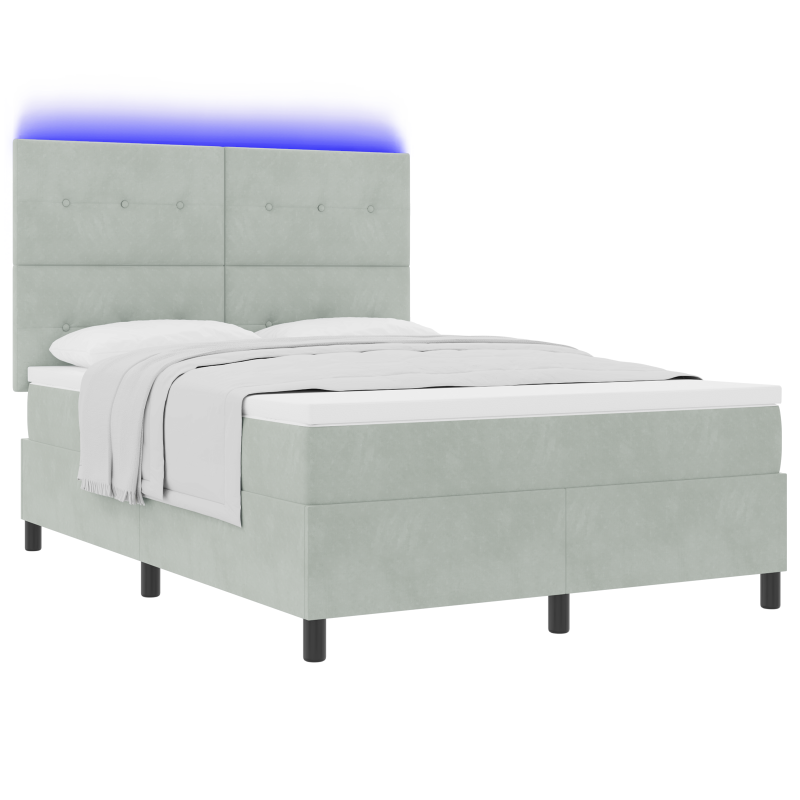 Boxspringbett mit Matratze & LED Licht Grau 160x200 cm Velvet
