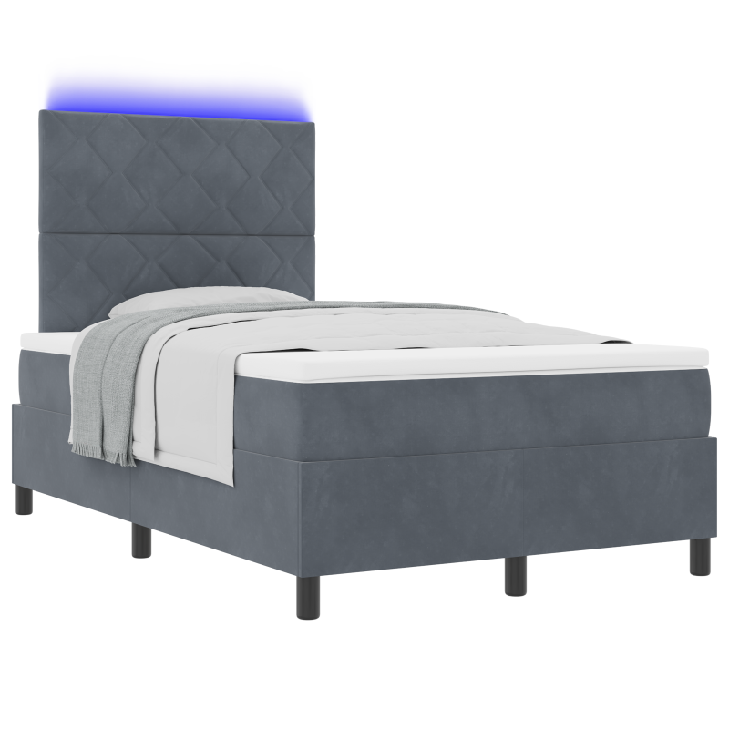 Boxspringbett mit Matratze & LED Dunkelgrau 120x200 cm Velvet