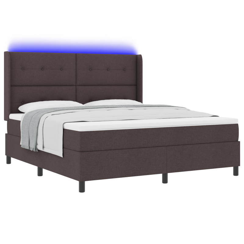 Boxspringbett mit Matratze & LED Dunkelbraun 180x200 cm Stoff