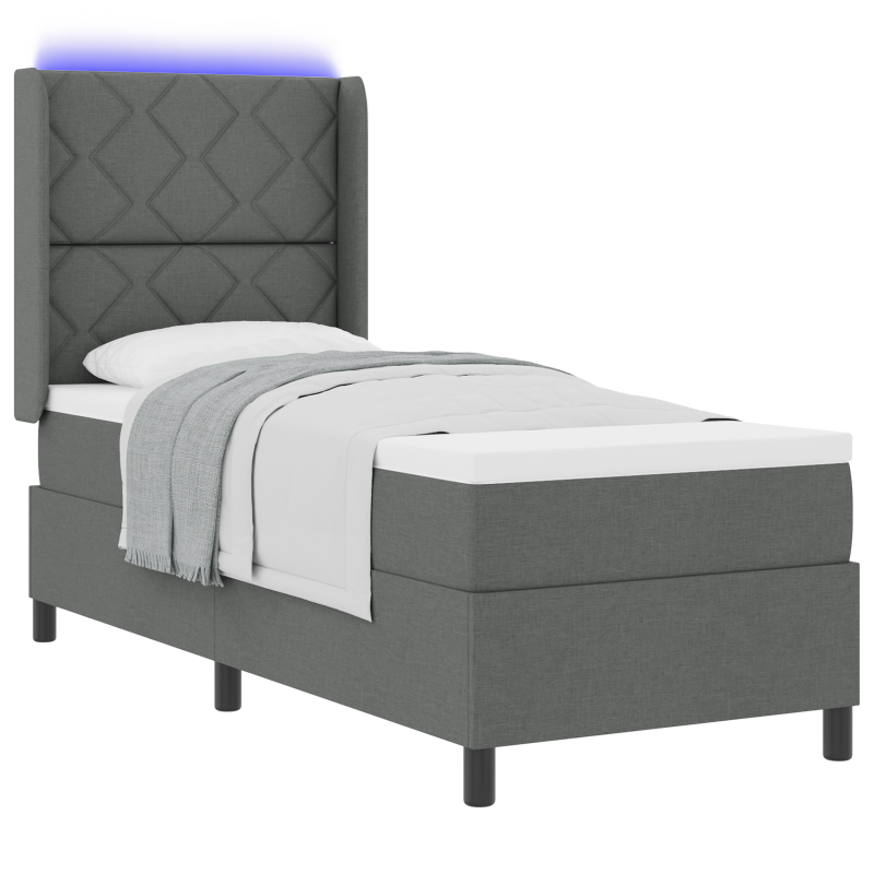 Boxspringbett mit Matratze Dunkelgrau 120x200 cm Samt