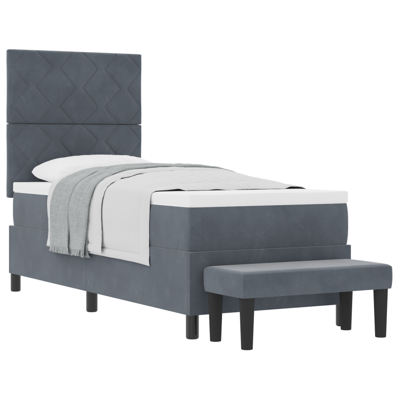 Boxspringbett mit Matratze & Bank Dunkelgrau 80x200 cm Samt