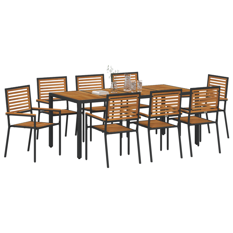 9-teiliges Garten Sofa Set mit Kissen Beige Poly Rattan