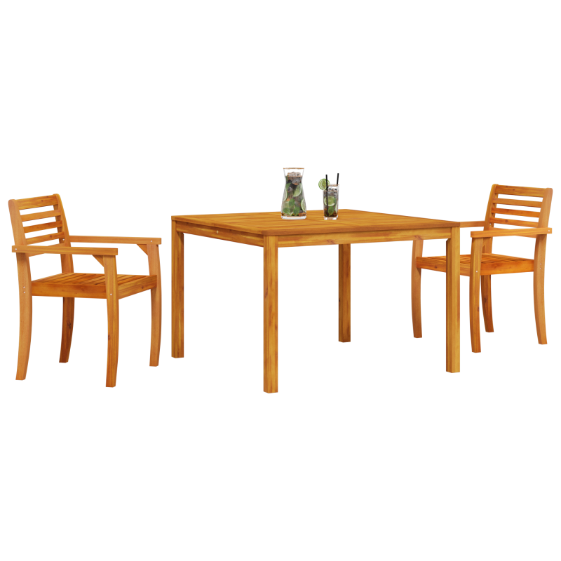 3-teiliges Garten-Esszimmer Set aus massivem Akazienholz