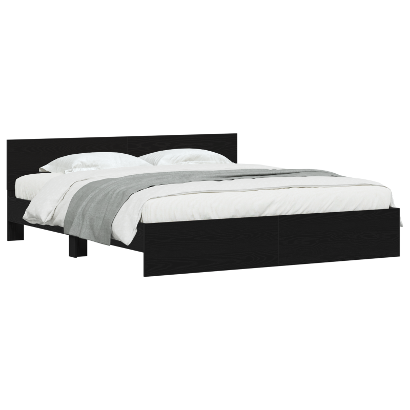 Bettgestell mit Kopfteil Schwarze Eiche 180x200 cm Engineered Wood