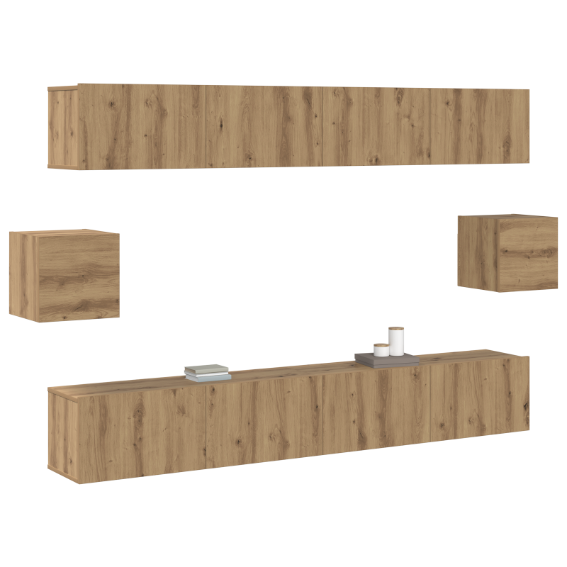 6-teiliges TV Schrank Set aus Artisan Eiche Holzwerkstoff