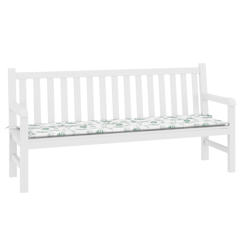 Gartenbankkissen mit Blattmuster - 180x50x4 cm, aus Oxford-Gewebe