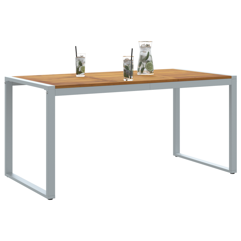 Esszieltisch Grau 160x80x75 cm Stahl und massivem Akazienholz