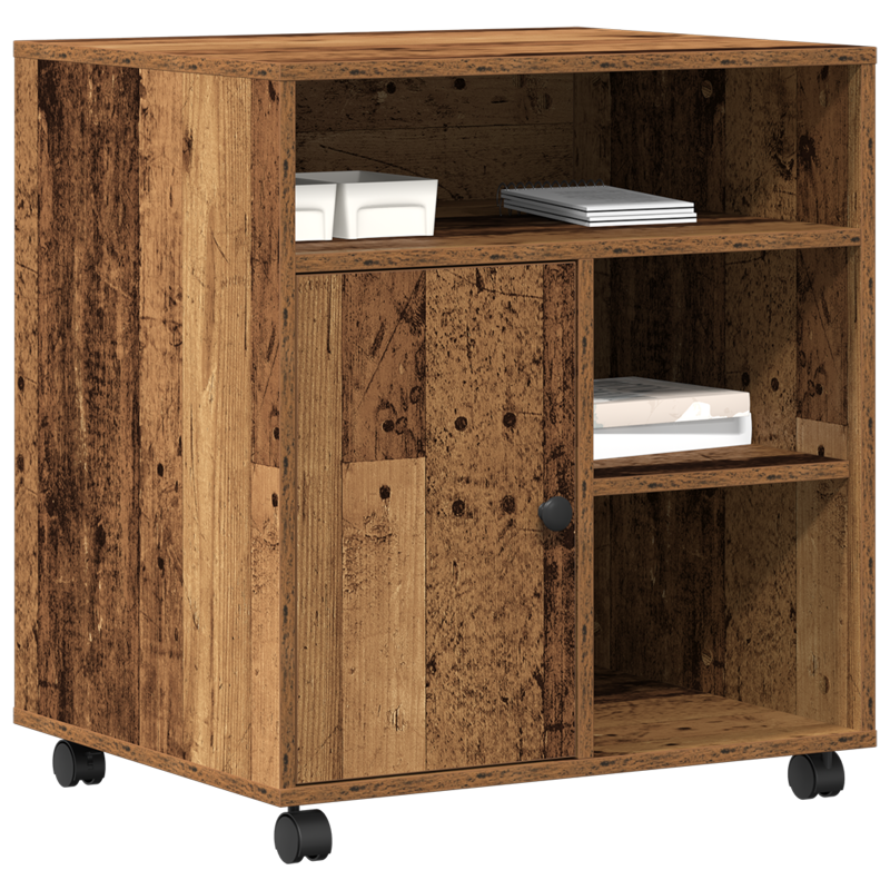 Druckerständer mit Rollen Altes Holz 60x50x67 cm