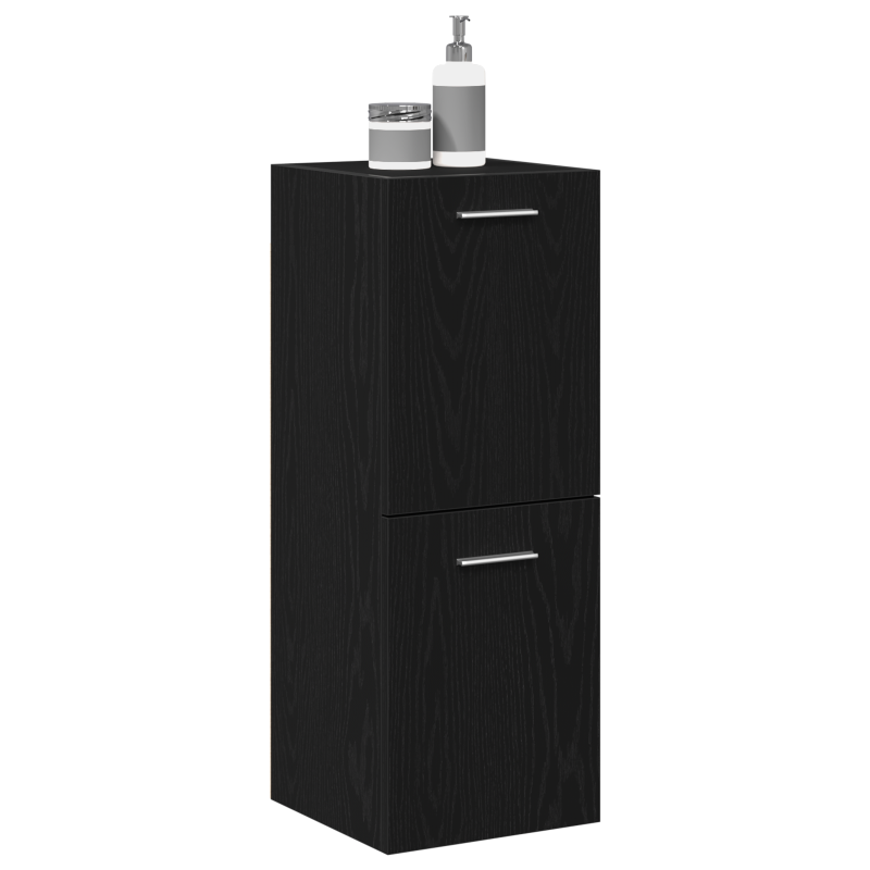 Bad-Wandschrank Schwarz Eiche 30x30x80 cm Spanplatte