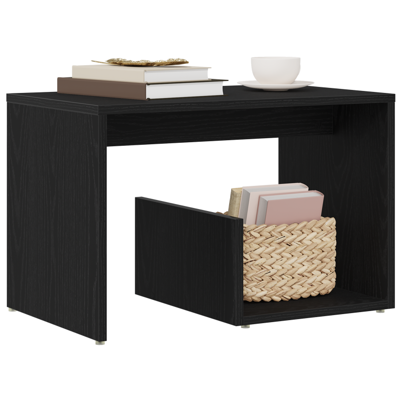 Beistelltisch Schwarzer Eichenholz 59x36x38 cm Holzwerkstoff