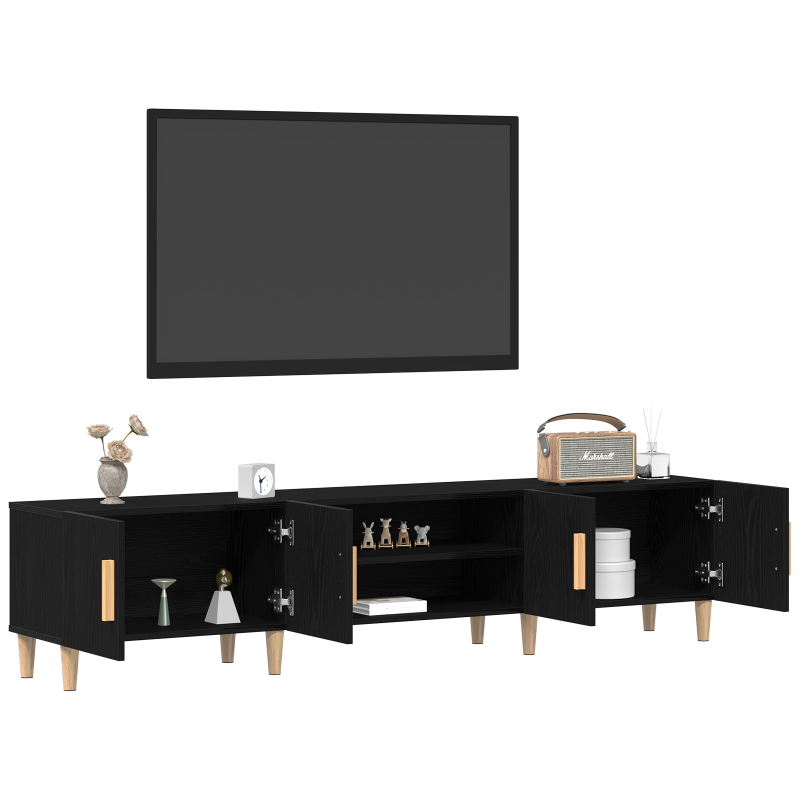 TV Schrank Schwarz Eiche 180x31,5x40 cm Holzwerkstoff