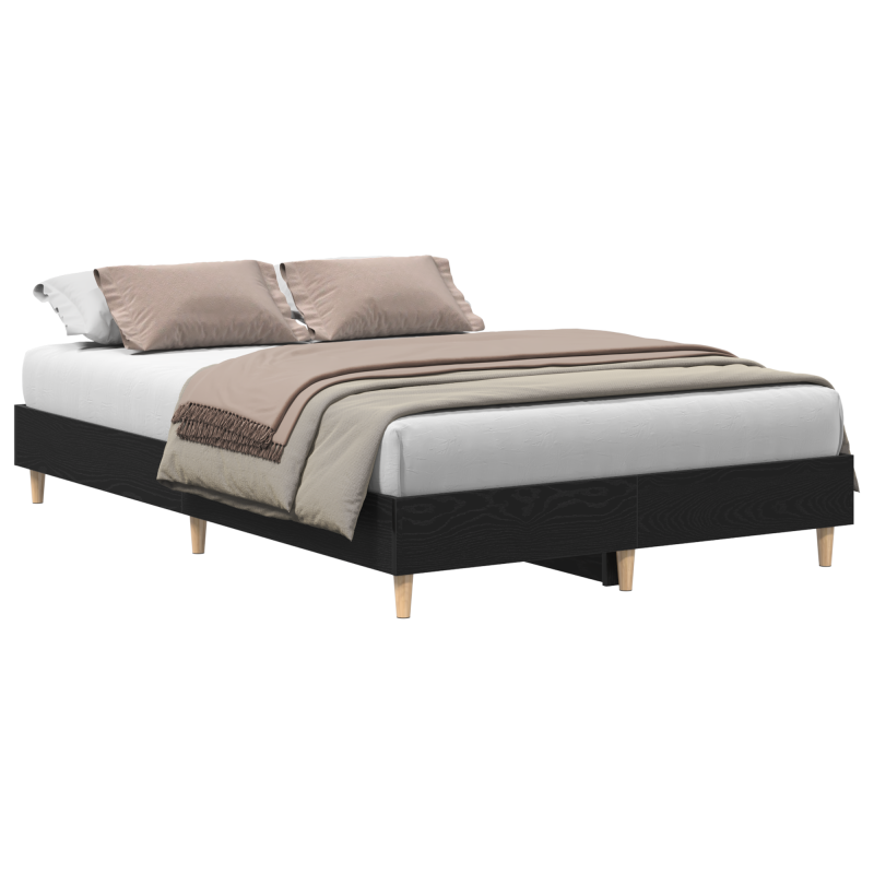 Bettgestell 120x190 cm Schwarz Eichenholz, beschichtete Spanplatte