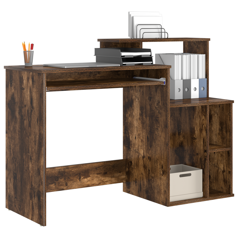 Schreibtisch mit Stauraum rauchige Eiche 120.5x44x88.5 cm Holzwerkstoff
