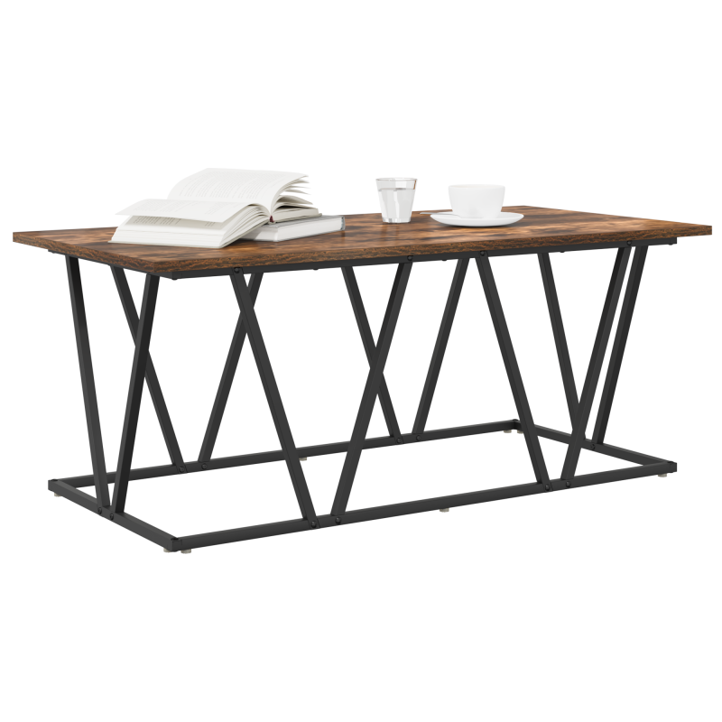 Couchtisch aus geräucherter Eiche 100x50x40 cm, Holz und Metall