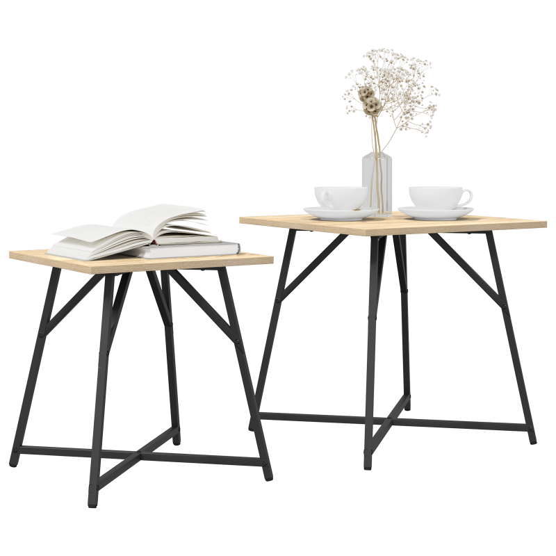 Beistelltisch 2er Set Sonoma Eiche, Holz und Metall