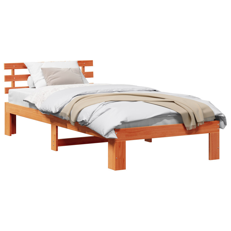 Kiefer Bettrahmen Wachsbrown Massivholz Kiefer Einzel