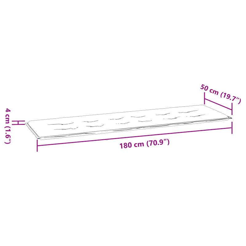 Gartenbankkissen Mehrfarbig 180x50x4 cm Oxford-Gewebe