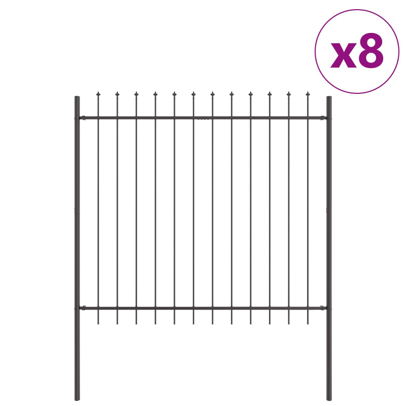 Gartenzaun mit Spear Top Grau 13,6x1,5 m Stahl