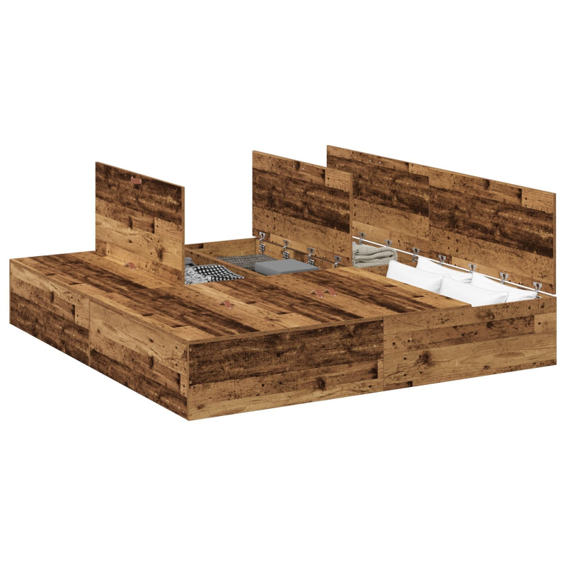 Stauraum-Bettgestell Altholz 200x200 cm