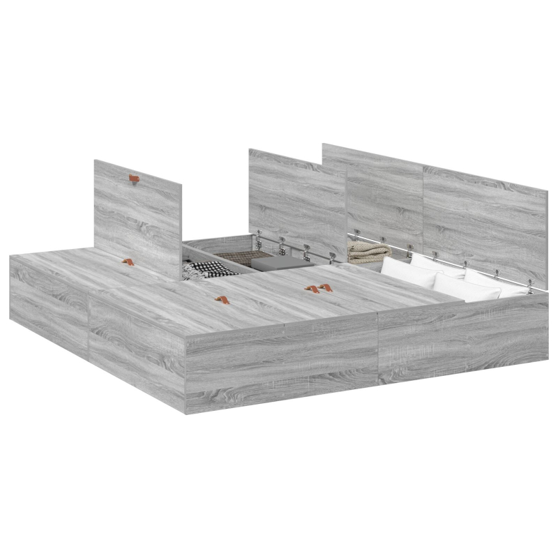 Stauraum-Bettgestell Grau Sonoma 180x200 cm