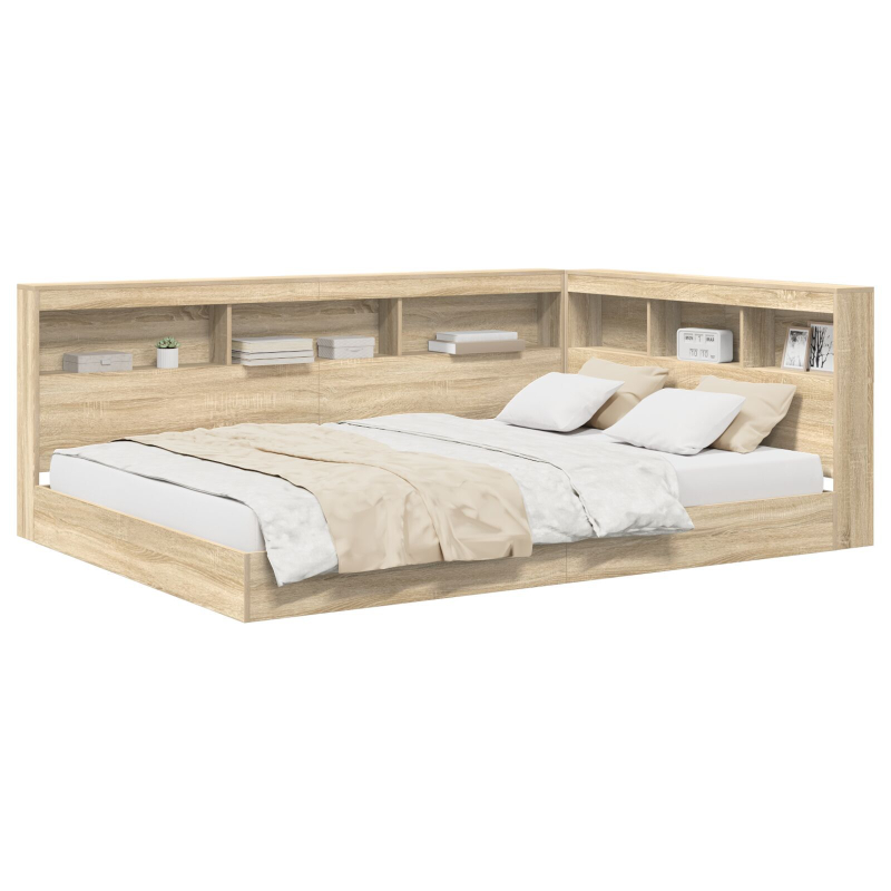 Bücherregal-Bett Sonoma Eiche 160x200 cm Holzwerkstoff