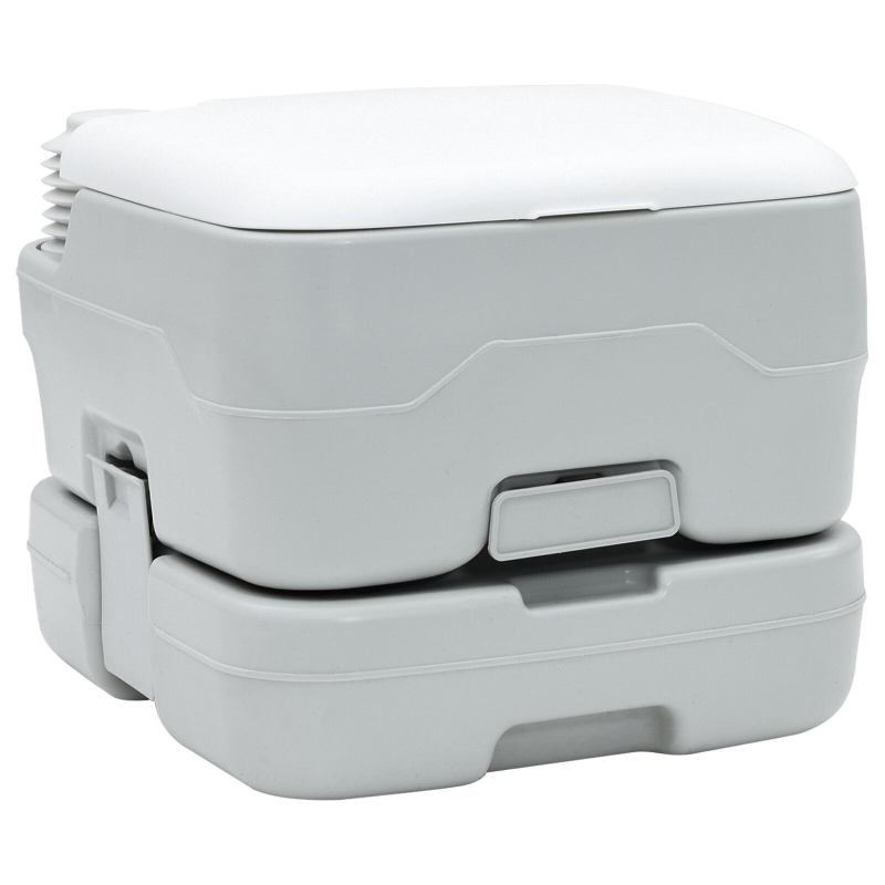 Tragbare Toilette in Grau und Weiß aus Kunststoff, 10 L