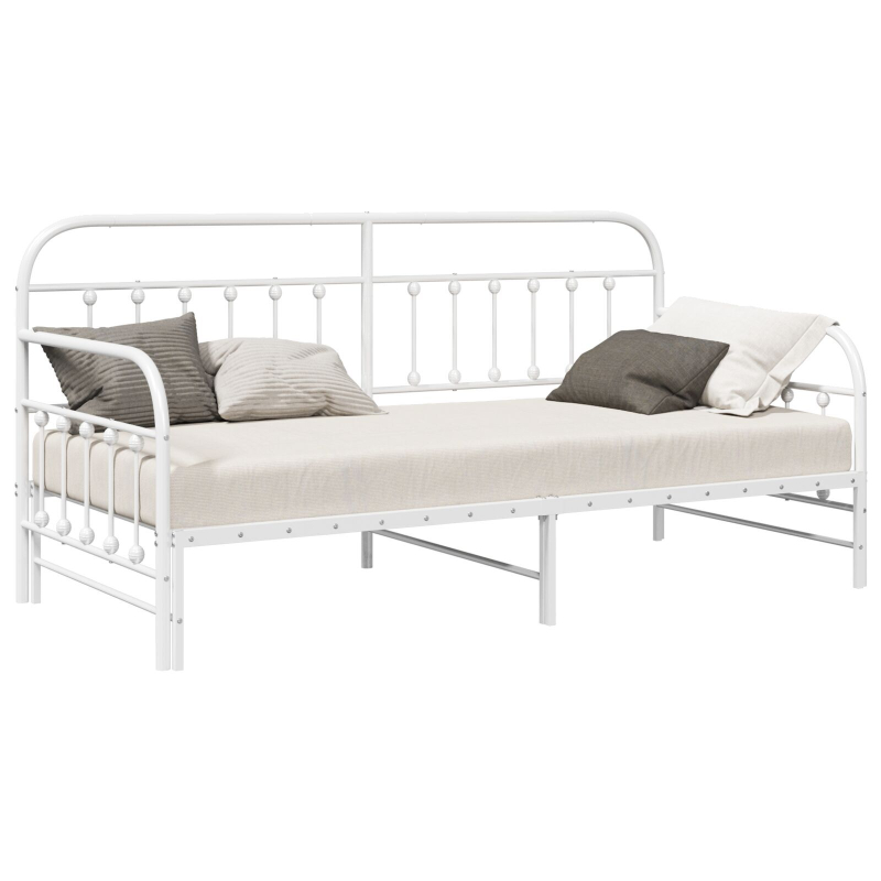 Tagesbettgestell mit Unterbett in Weiß, 107x203 cm, aus Stahl