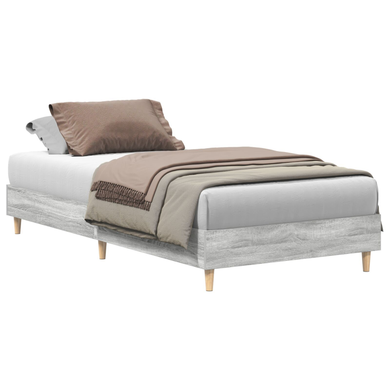Bettgestell 90x200 cm Grau Sonoma Holzwerkstoff
