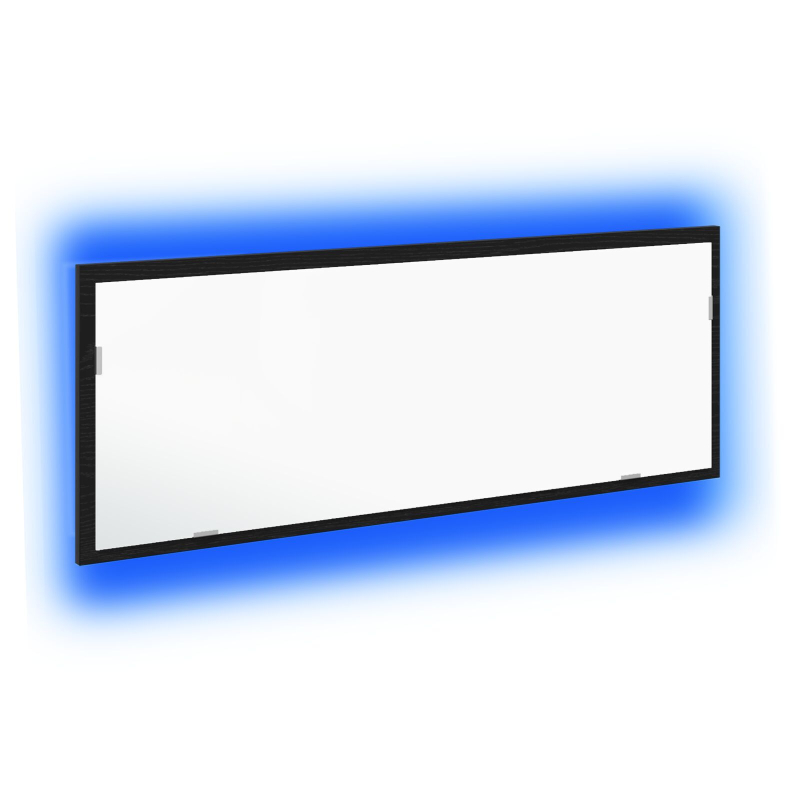 LED Badspiegel Schwarz Eiche 100x8,5x37 cm Ingenieurholz
