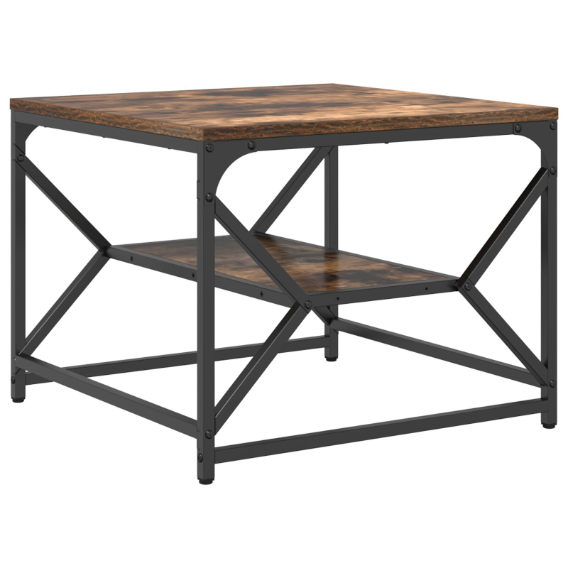 Couchtisch mit Regal in Rauch-Eiche 51x50x40 cm aus Faserholz