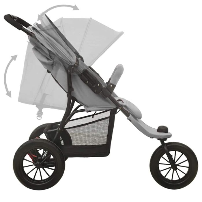 Kinderwagen Hellgrau Stahl – Bild 5