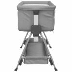 Babybett mit Matratze Hellgrau Leinenstoff – Bild 5