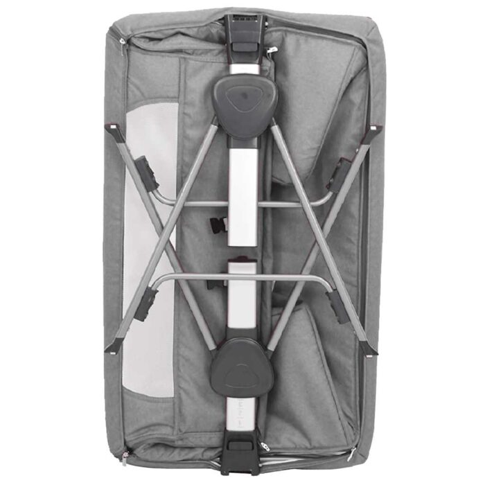 Babybett mit Matratze Hellgrau Leinenstoff – Bild 9